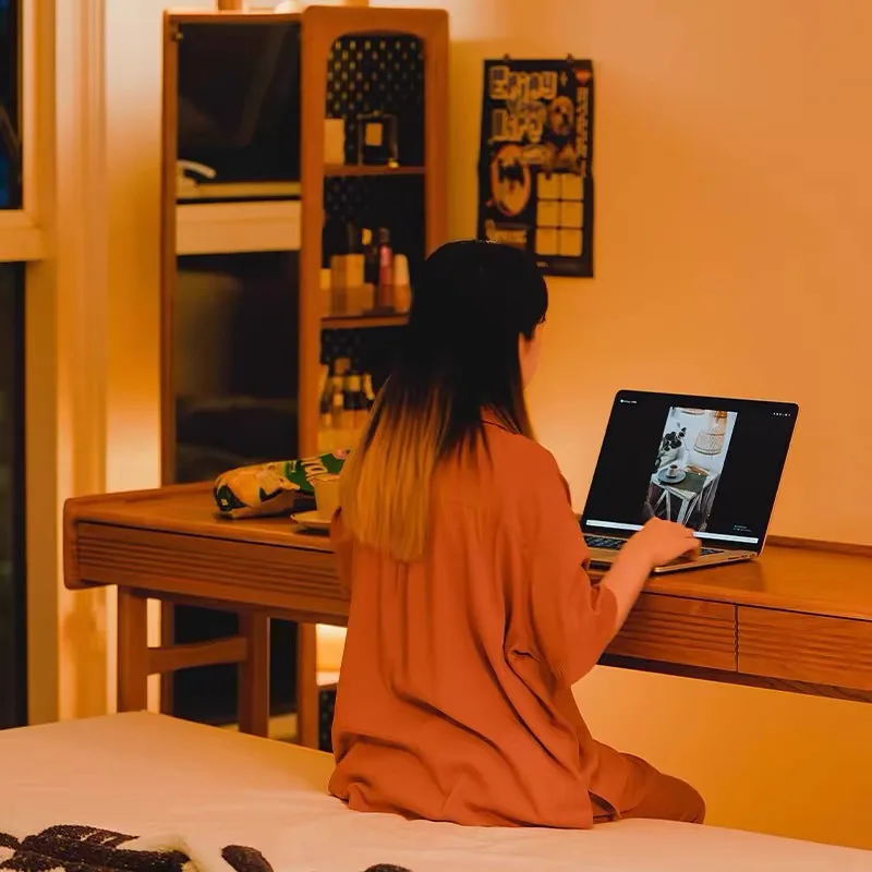 Mesita de noche extraíble para dormitorio, escritorio de cama de madera maciza, mesita de noche, mesa larga