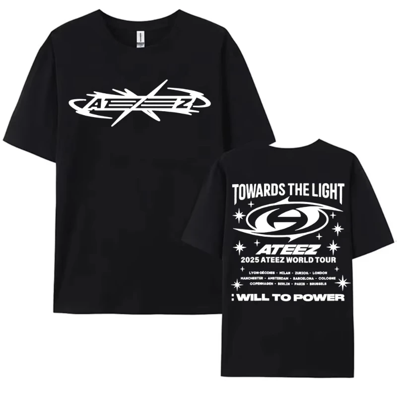 Мужские хлопковые футболки Ateez World Tour To The Light: Power Will, модные высококачественные повседневные свободные футболки Y2k