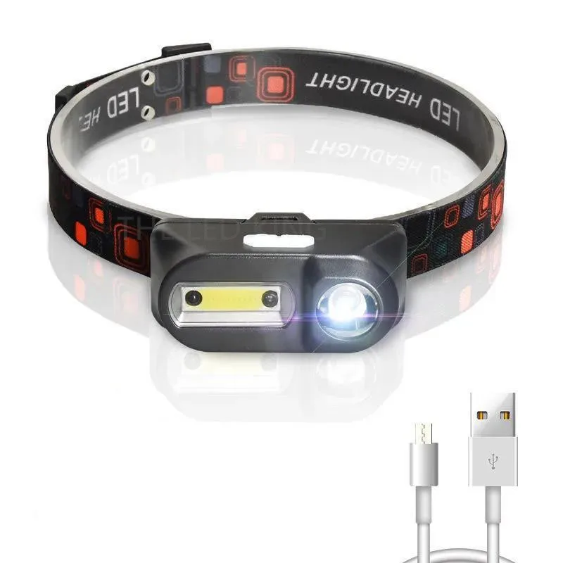 Head Torch Ultralight Induction Running Headlight USB Rechargeable IPX6 Waterproof 5 Modes 18650 Battery Led Headlamp