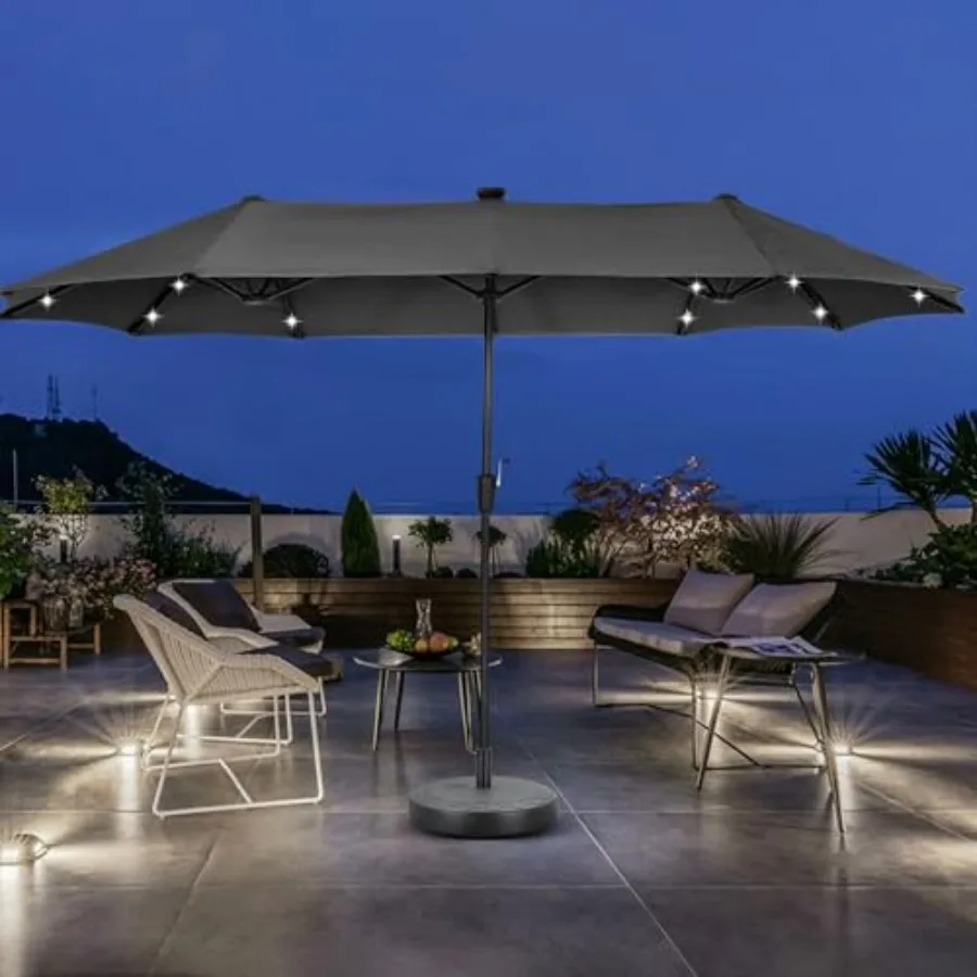 Patio lighting for outdoor use, ABS plastic, white, 13 feet length with 36 LED lights, large rectangle solar lamp with matching