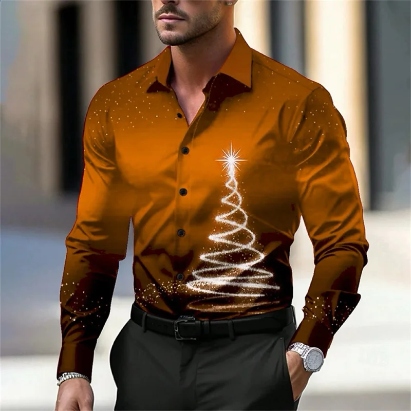 Camisa masculina de 2 estilo 16 cores camisa de manga comprida camisa gradiente single-breasted dia de Natal roupas facção XS-6XL size