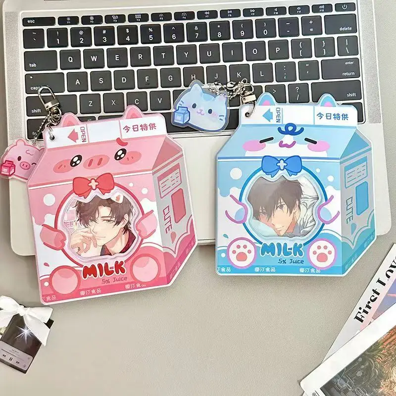 Creative Badge Bag Milk box Transparent Window Pvc Badge Protector Fans Supplies Waterproof Anime Badge Display Bag Gift