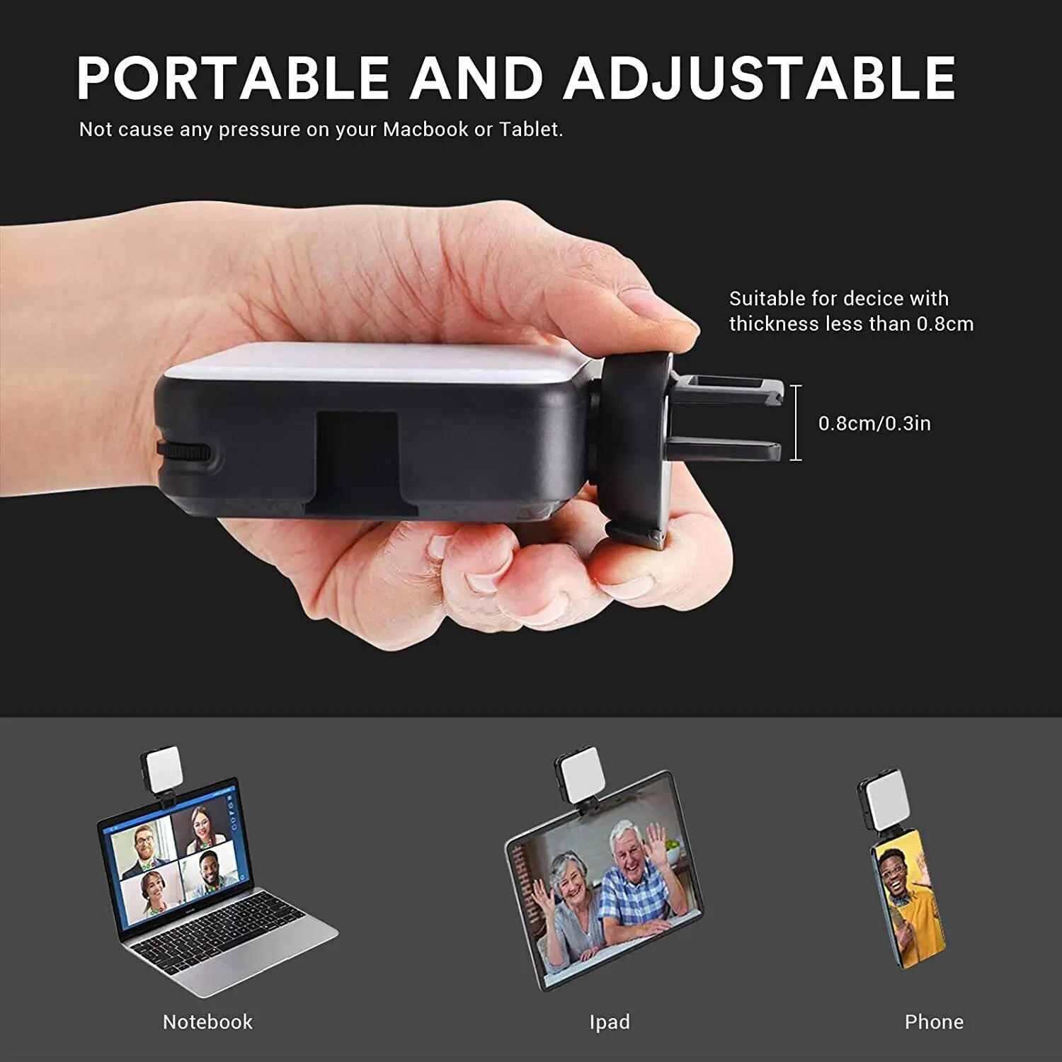 W64 الفيديو مؤتمر طقم الإضاءة 6W عكس الضوء البسيطة ثنائية اللون Vlog مصباح ليد w قاعدة تركيب مزودة بمشبك ل بث اجتماع