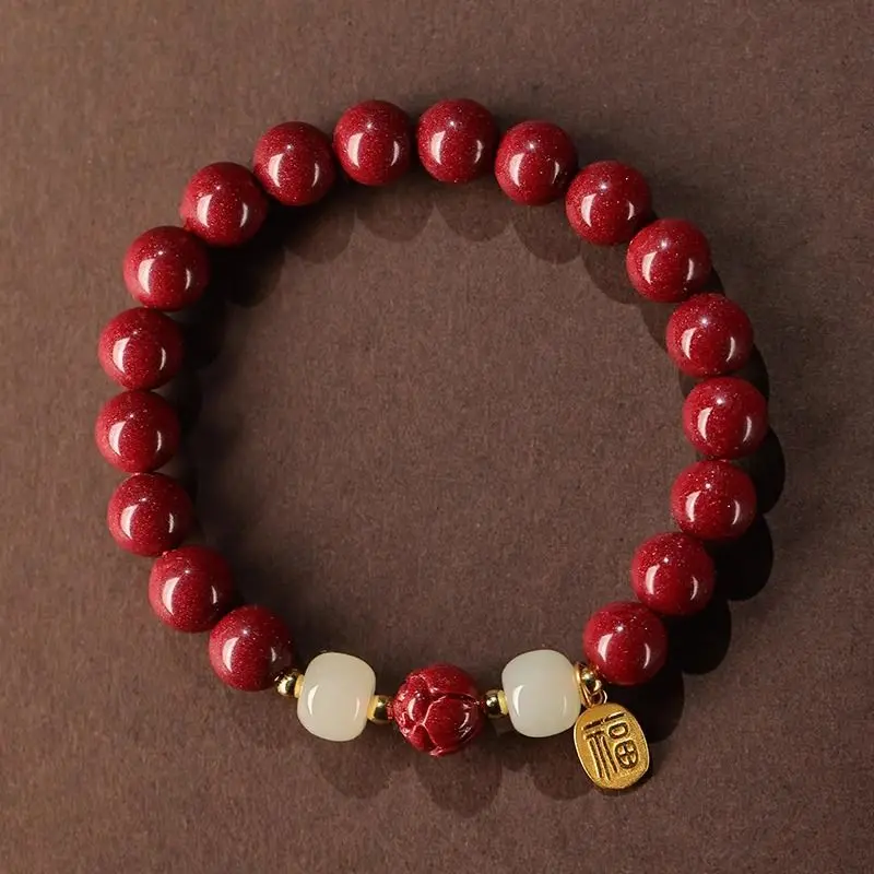 The Natural Cinnabar Lotus Brand Purple Gold Recruit Wealth Bracelet Upscale Gift Jewelry Pandora Bracelet view 4