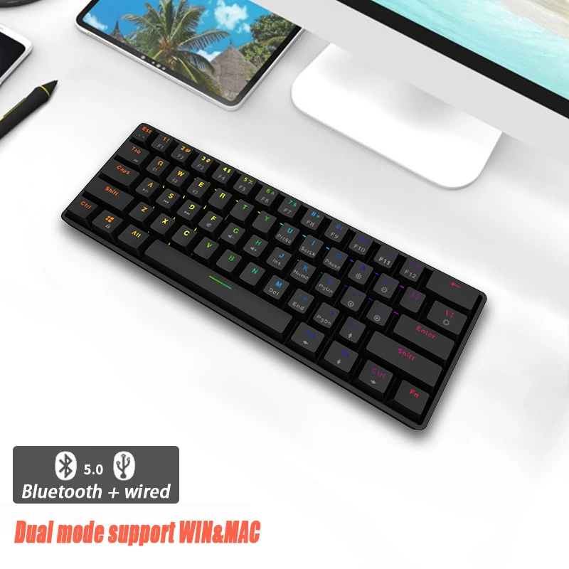 

K16 Wireless Bluetooth Mechanical Keyboard Waterproof Backlight RGB Color Game Office Keyboard Tablet/Desktop/Laptop Computer