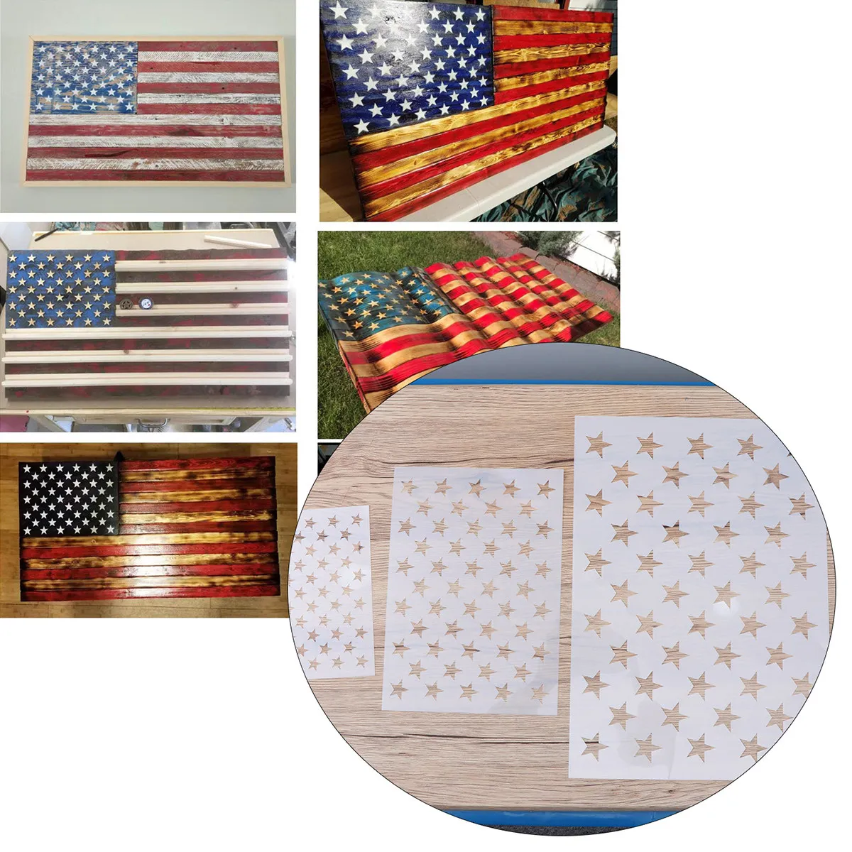 3Pcs Star Stencil Set Hollow Painting Stencils for Wall Wood Paper Fabric DIY Drawing Templates Home Decor Drawing Stencils