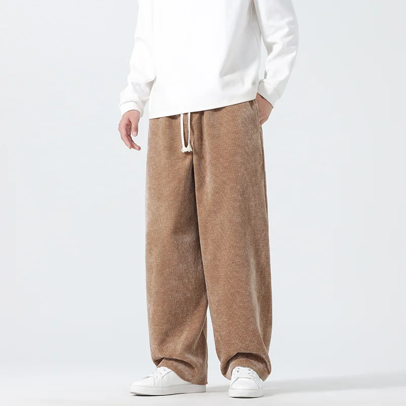 

New Autumn and Winter Chinese Style Men's Trendy Warm Trousers Large Size Loose Snow Velvet Thickened Casual Pants