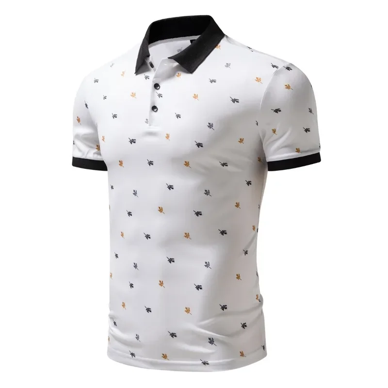 New Style 2024 Summer Men\'s Polo T-shirt Turn-down Collar High Quality Printed Short Sleeves Casual Breathable Tees