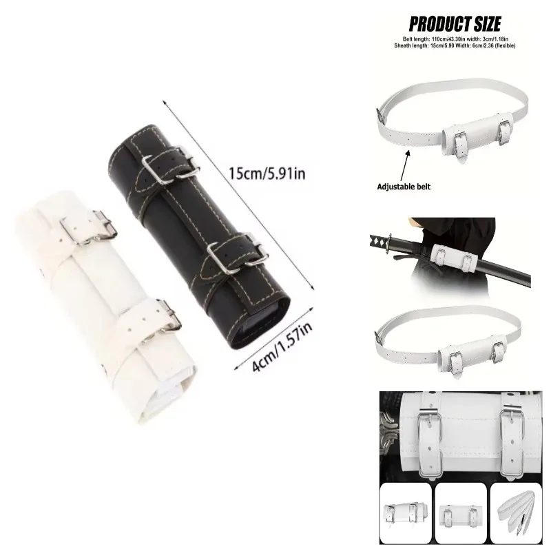 Adjustable White Leather Sword Belt for Katana, Demon Slayer Accessory, Stylish Sword Sheath Belt, Cosplay Prop1pcs