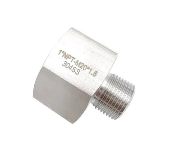 304 stainless steel connector, inner NPT1 inch to outer M20 * 1.5 pipe variable diameter connector, American thread to metric
