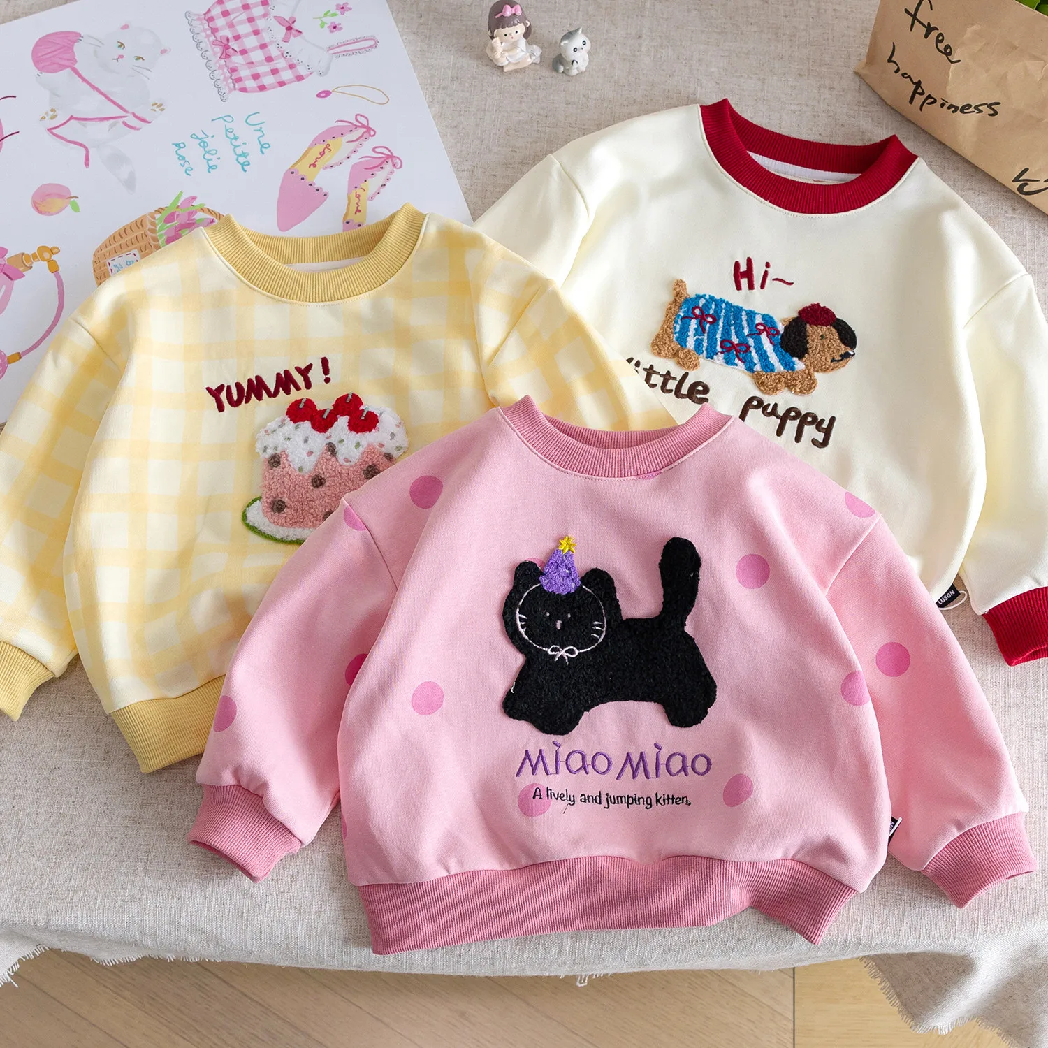 

2025 New Style Girls' Sweatshirt Autumn Fashionable Top for Babies Long Sleeve Base Shirt Children's Clothing