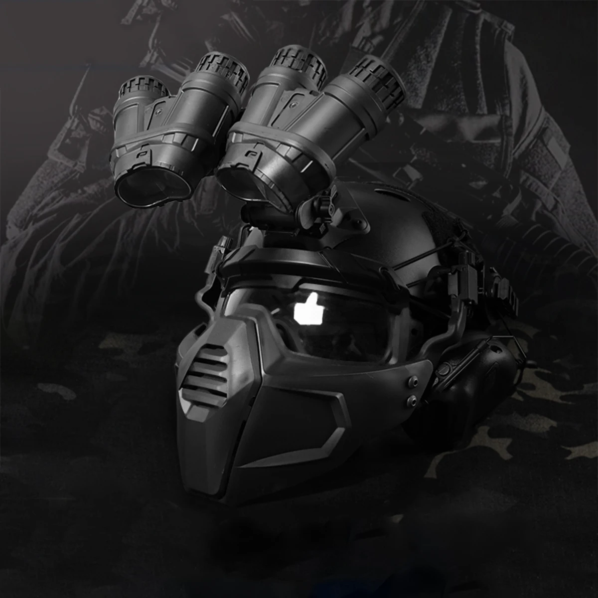 FAST Tactical Helmet Set with NVG Model Headset Flashlight Outdoor CS Paintball Games Airsoft Shooting Mask Protective Equipment