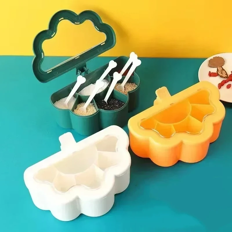Creative Multi-grid Kitchen Seasoning Box Integrated Plastic Salt Jar Household Seasoning Storage Container