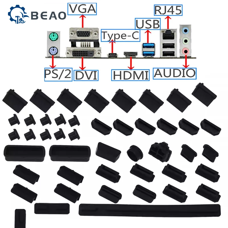 จุกกันฝุ่นสำหรับเมนบอร์ดคอมพิวเตอร์ ช่องเสียบ USB เสียง HDMI ช่องเสียบเมมโมรี่ ฝาครอบป้องกันออกซิเดชัน จุกกันฝุ่นแบบยางสำหรับ DP