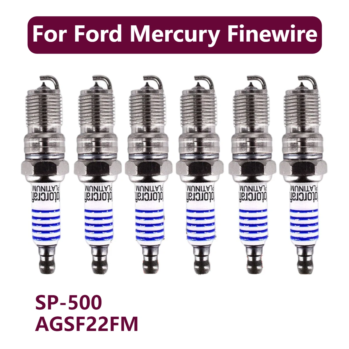 

6 шт. свечи зажигания Motorcraft SP-500 AGSF22FM платиновые подходят для Ford Mercury Finewire