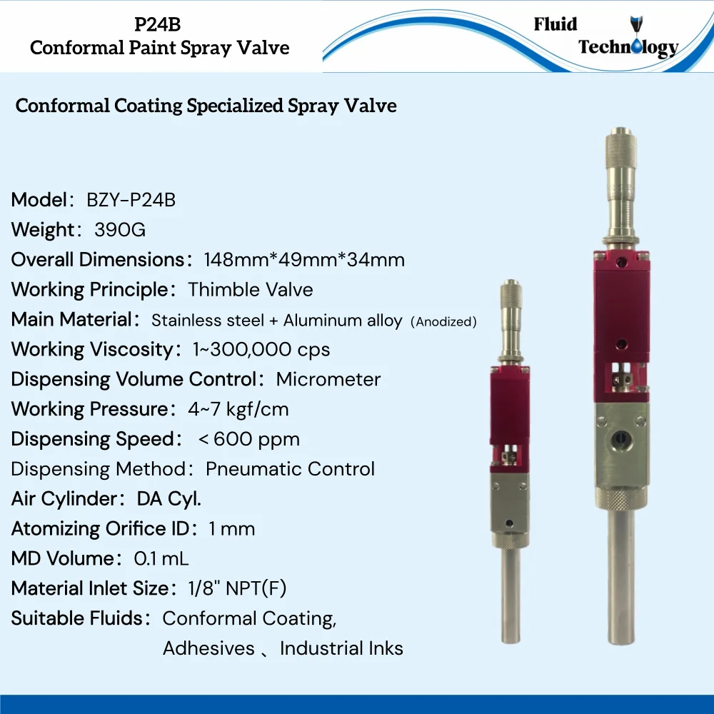 P24B Glue Dispensing ValuePrecision High-Frequency Conformal Paint Spray Valve Pink Thimble Type Rubber Double Anti-Paint