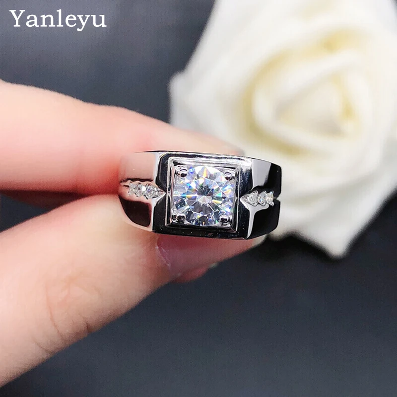 

Yanleyu Trendy AAA+ Zircon CZ Engagement Wedding Ring for Men Finger Party Jewelry Tibetan Silver Accessories