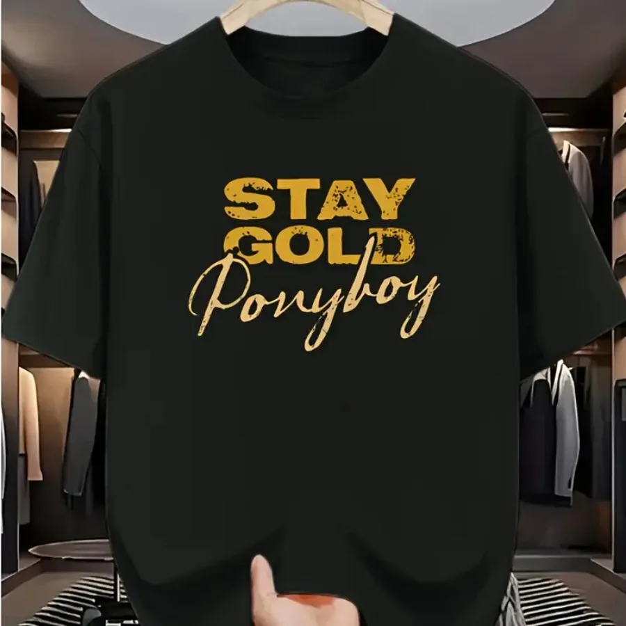 

【New Arrival】"Stay Golden Ponyboy" Printed Short Sleeve T-Shirt - The Iconic Ponyboy Curtis Design for Fans Casual Round Neck Sum