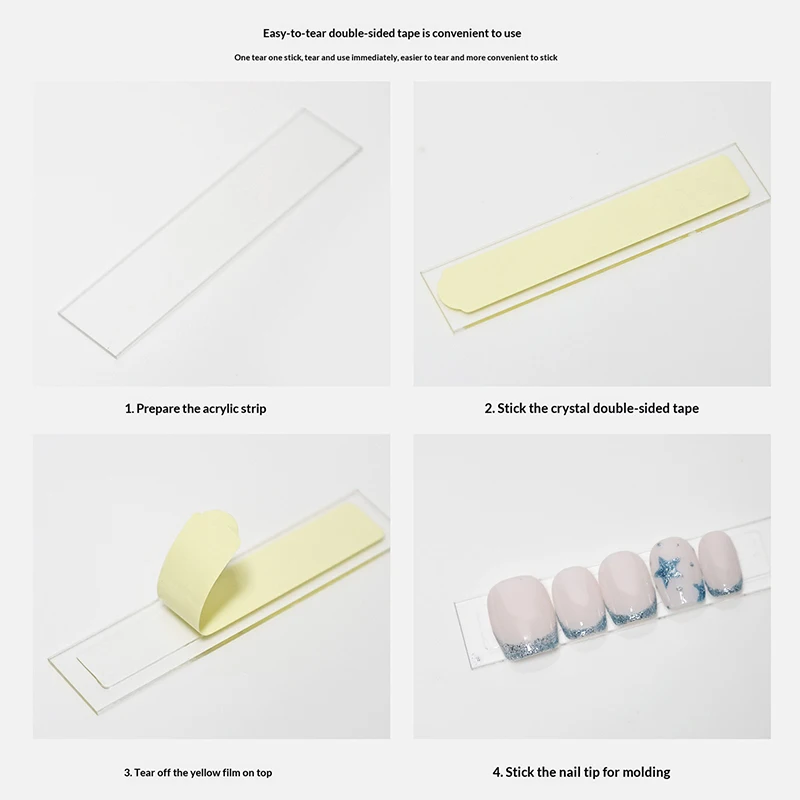 1/5 ورقة لاصقة على الوجهين عرض علامات التبويب مسمار نصائح قوية لزجة الغراء شرائط للضغط على الأظافر التعبئة والتغليف والعرض #5