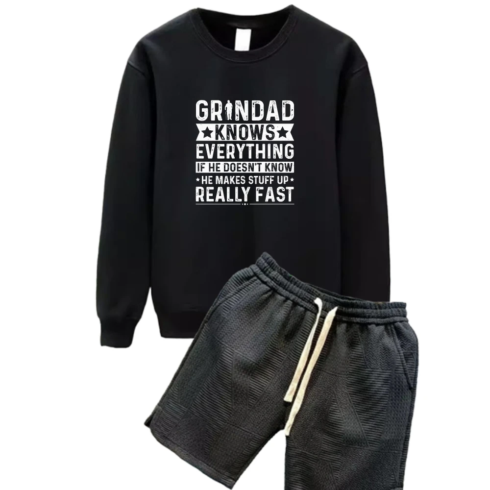 

2025 Men Suit Spring Autumn Polyester Fiber Casual Letter Prints Sports Long Tshirt +shorts Set Breathable Hoodie Two-piece Sets