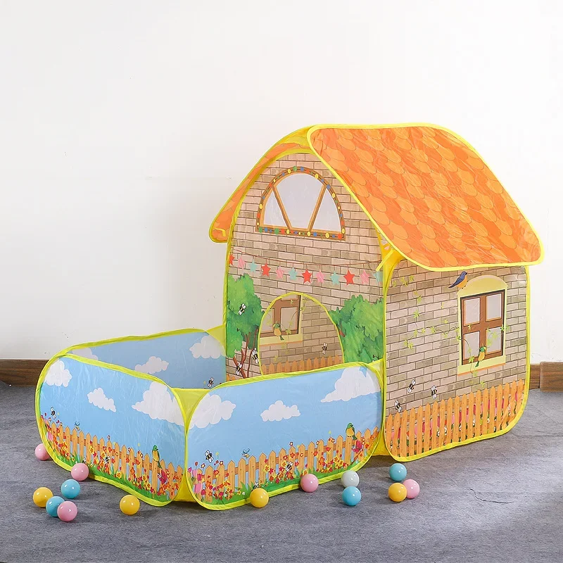 Portable Folding Kids Play Tent House with Courtyard Design, Indoor Outdoor Crawling Play Tent Beach Pool Garden Game Toy