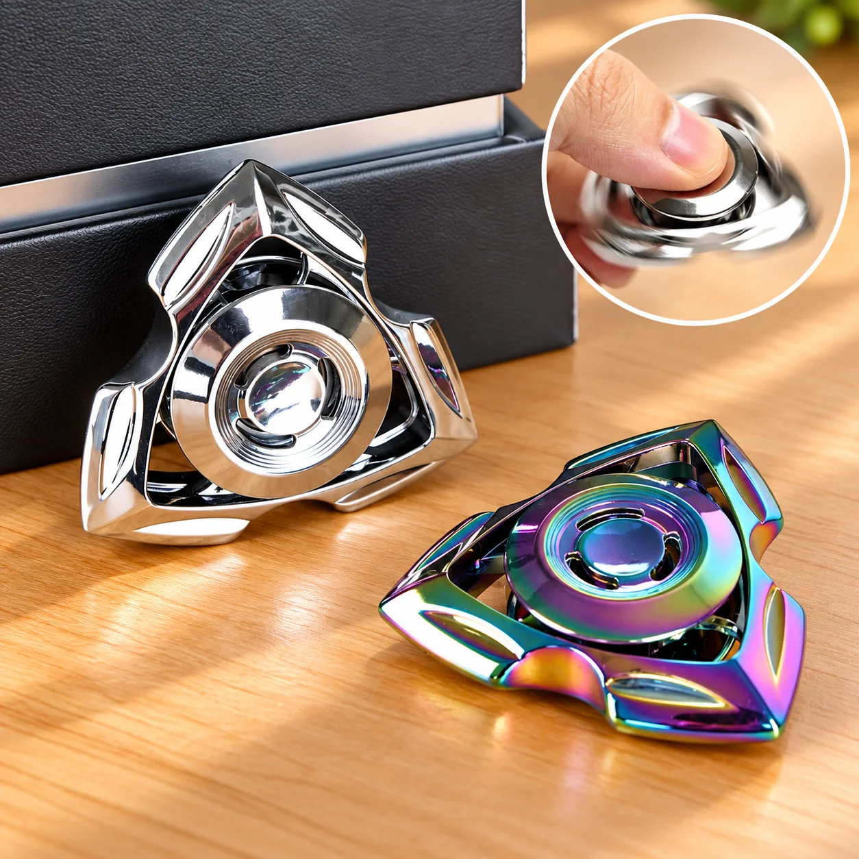 Metal Triangular Fidget Spinner Rainbow EDC Hand Spinner Smooth Rotation Stress Relief Desk Toy Collection Gadget