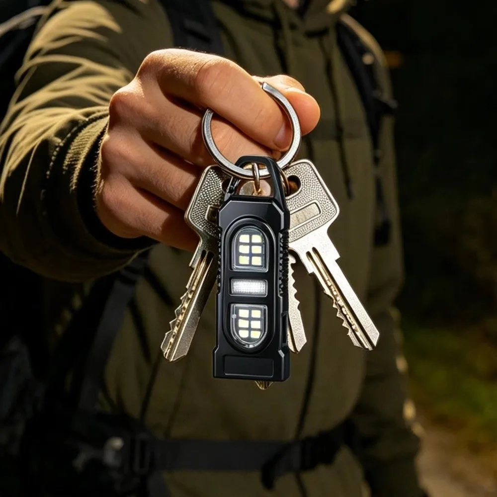 Waterproof COB Keychain Flashlight Portable High Bright LED Torch Lamp With Clip USB Rechargeable Warning Light Repair Work