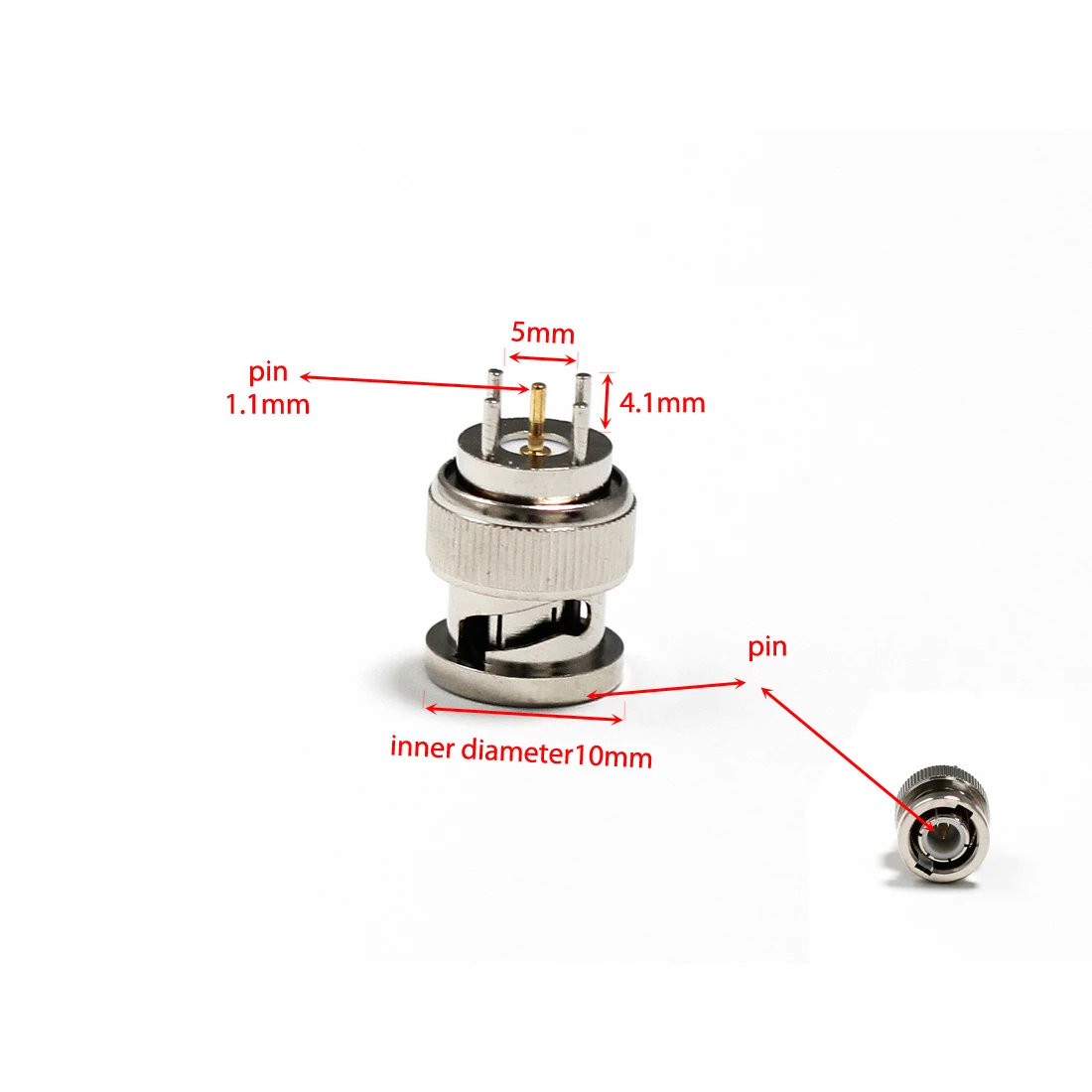 1PC BNC Male Plug RF Coax Connector Through Hole PCB Mount Straight Nickelplated NEW