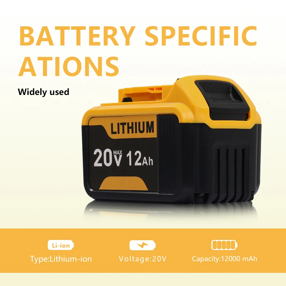 4PACK 20V 12.0Ah Lithium-Ion Replacement Batteries for Dewalt Cordless Tools Compatible with DCB200 DCB205 DCB206