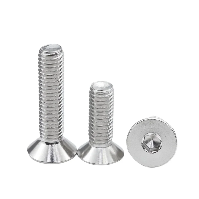 Nutrunner Flat Head Machine Screws M3 M4 Inner Hex 304 Stainless Steel Fasteners Bolts M3x4 M3x5 M3x6 M3x8 M3x10 Fhcs Strawberry