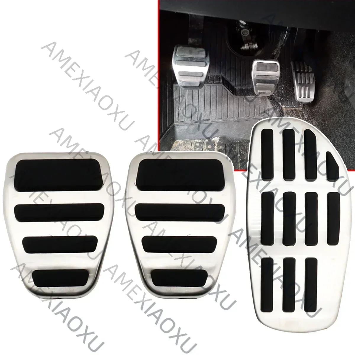 MT Car Pedal Cover Rubber Non Slip For Renault Arkana Brake Gas Pad Kit Stainless Steel Samsung XM3 Mégane Conquest 2019 - 2022