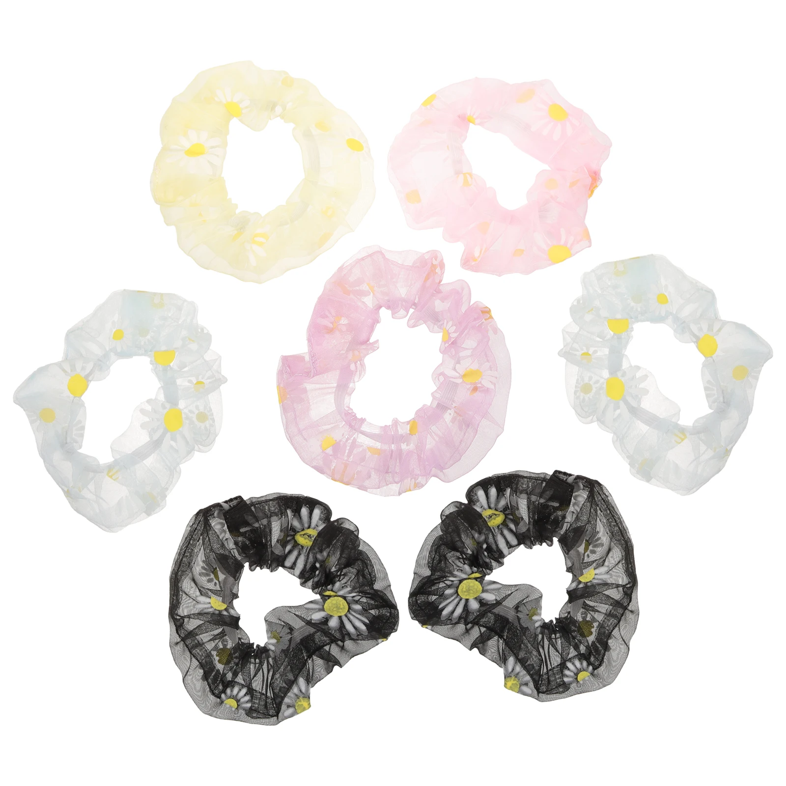 

7 Pcs Hairbands Fashion Rope Flower Rings Ponytail Holders Stretch Gauze Tie