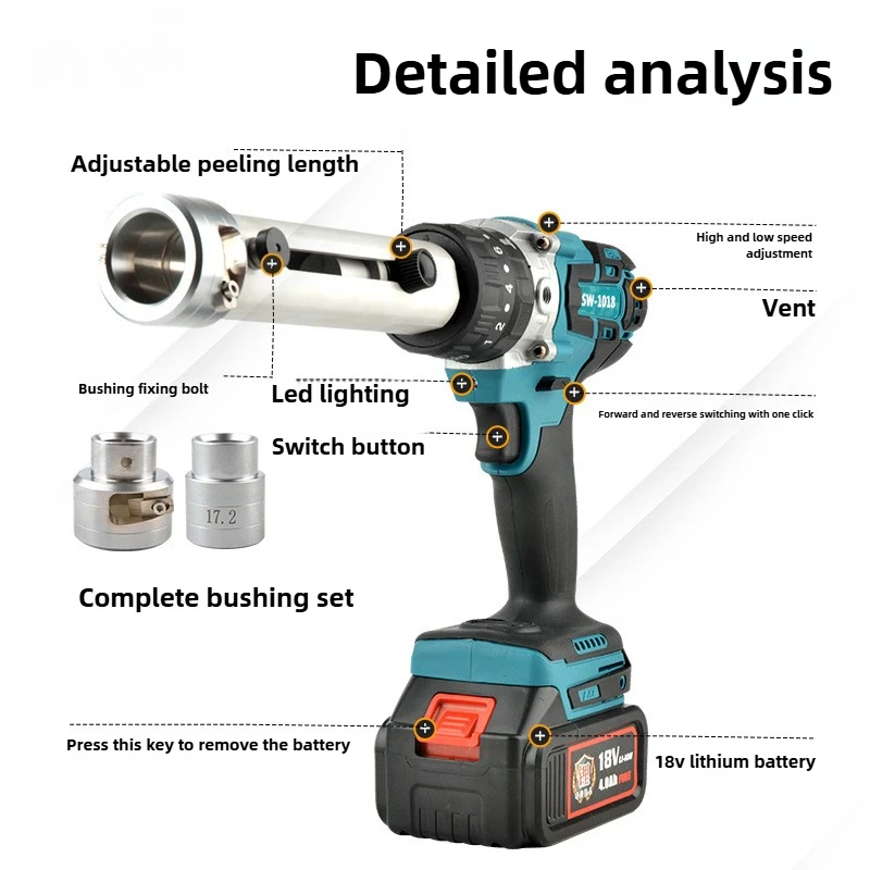 Electric Wire Stripper Portable Lithium Battery Low-Voltage Cable Stripping Pliers Conductor Skin Removal Explosion-Proof Design