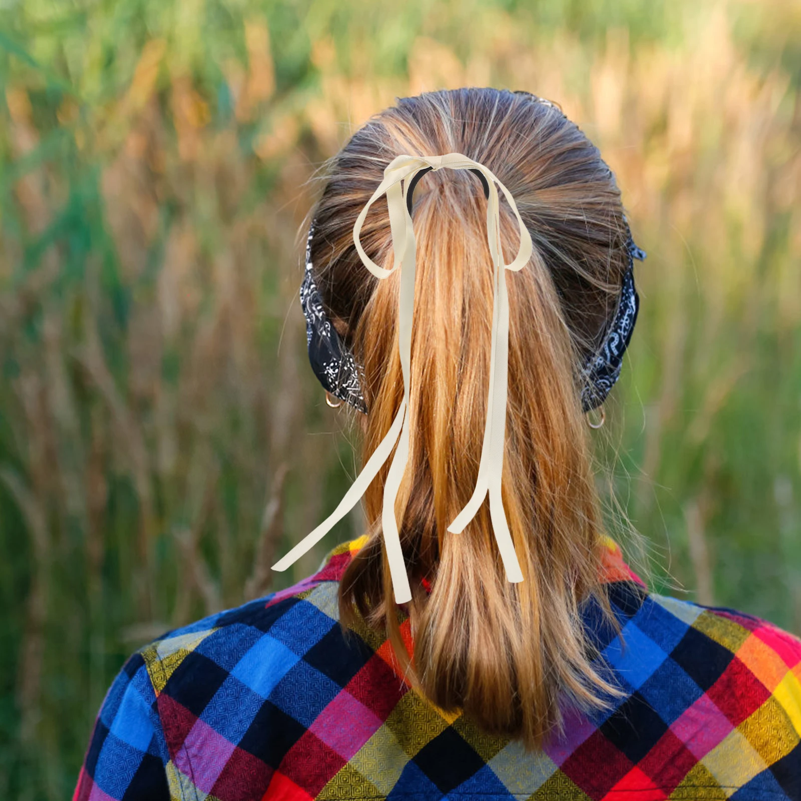 

Fashion Bowknot Hair Rope for Women Girls Soft Fabric Hair Ties No Slip Ponytail Holders Cute Headband Bracelet Multi Use