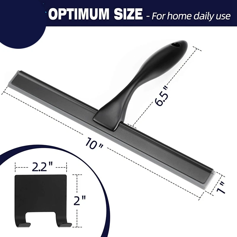 Shower Scraper, 10-Inch (About 25.4 Cm) Matte Black Scraper, Suitable For Bathrooms, Shower Doors, Mirrors