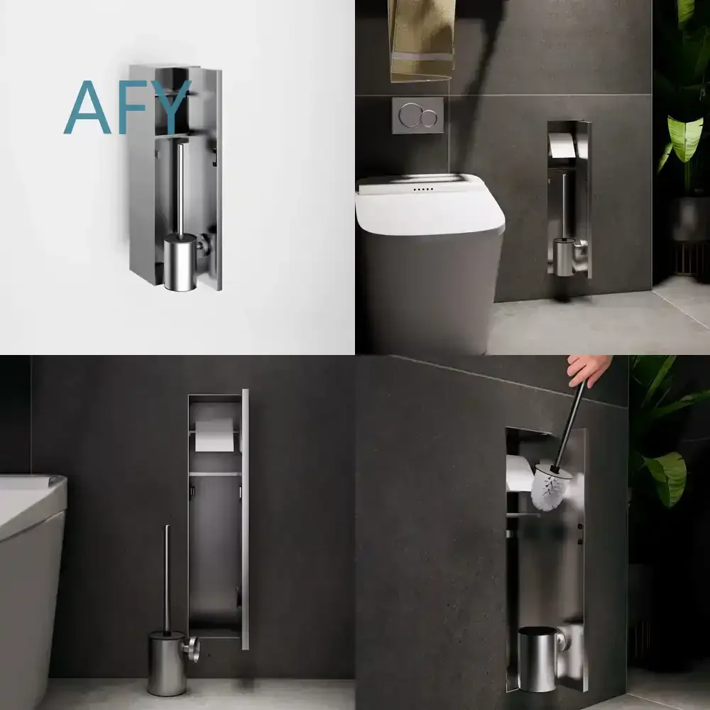 Veneer Hidden 304 Stainless Steel Paper Towel Holder for Bathroom Wall Mounted Concealed Embedded Custom Towel Dispenser for