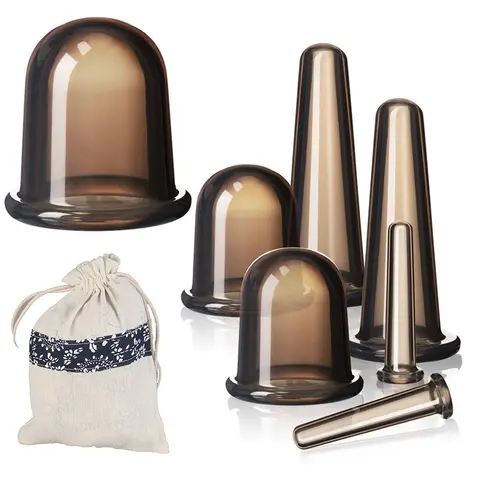 Silicone Vacuum Cupping Massage Jars Anti Cellulite Massage Facial Suction Cups Face Neck Lift Skin Scraping Guasha Anti Wrinkle