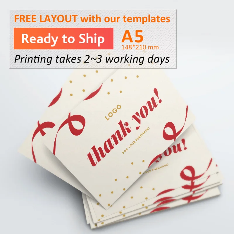 50 0.Zhang.Custom.Custom cheap ready to ship A5 Thank you card insert card thankyou card flyer small business printing in Sh