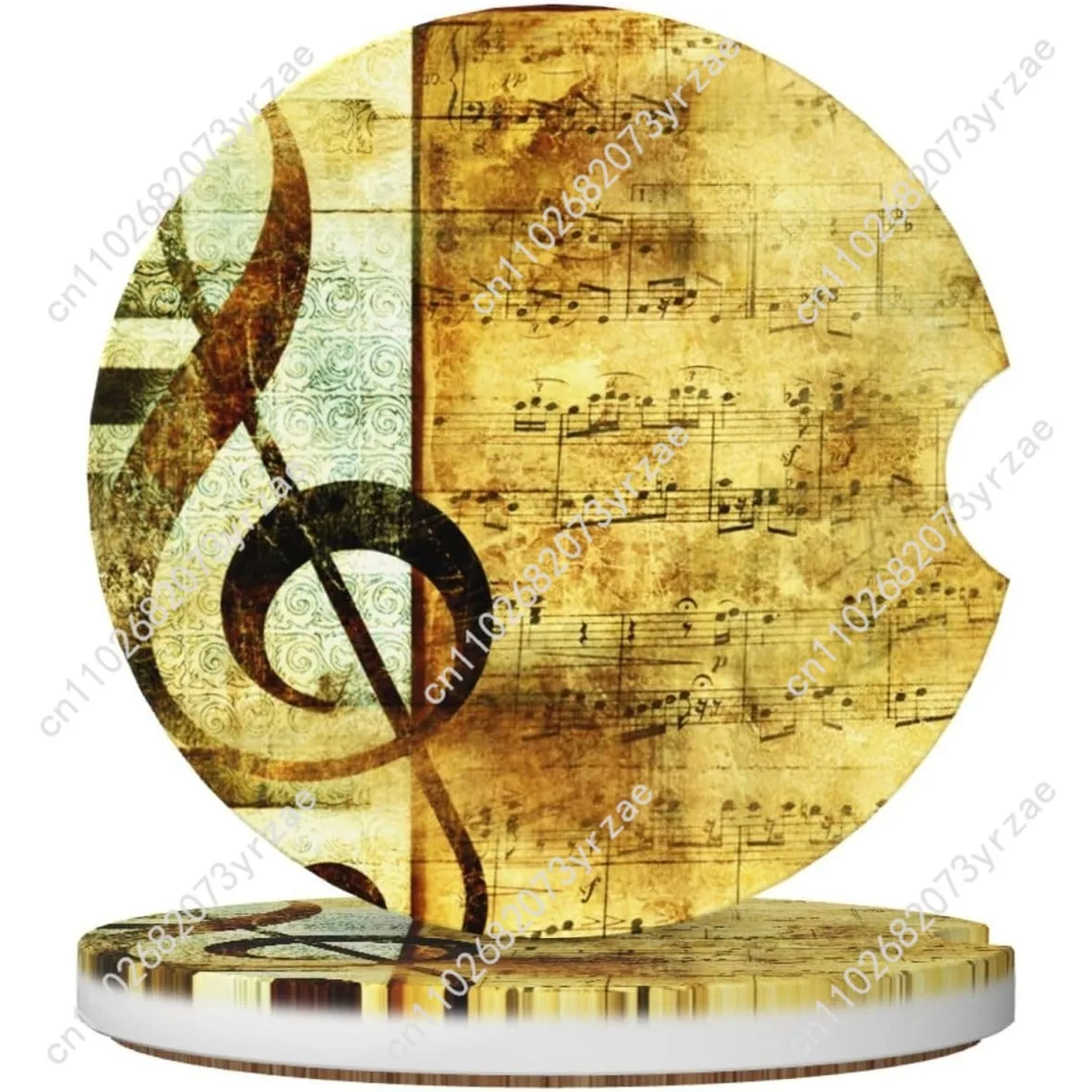 

Music Musical Note Car Coasters 2pcs Absorbent Anti Slip Car Coasters Scalding Waterproof Easy Clean Car Interior Accessories