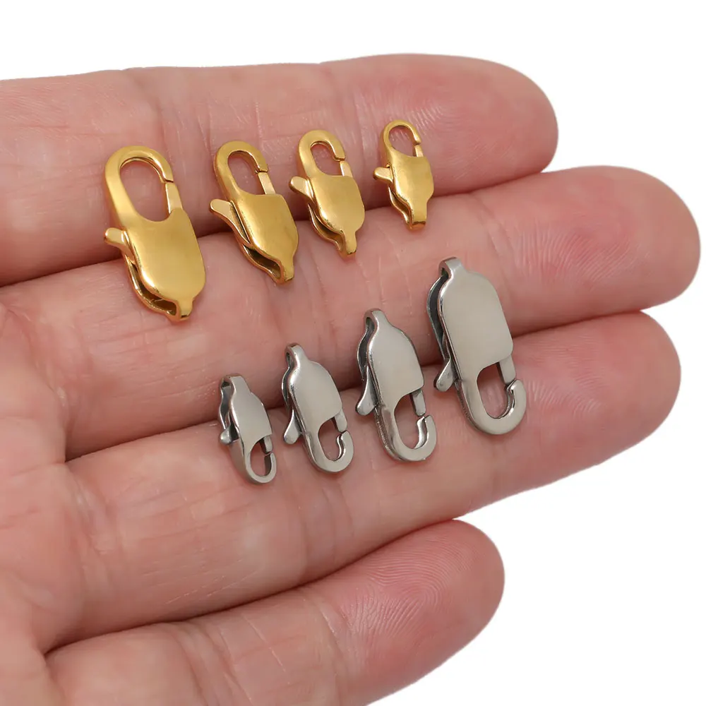 10pcs Stainless Steel   Rectangle Lobster Clasps DIY Necklaces Bracelets Connectors Key Chains Spring Hooks Accessories