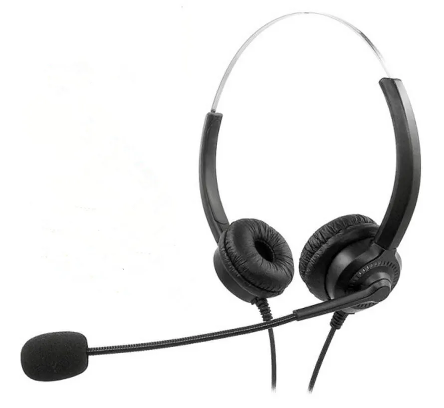 

2.5mm Dual Ear Call Center Telephone Headphone with Noise Cancelling ,this Binaural Headset compatible for Most desk phone.