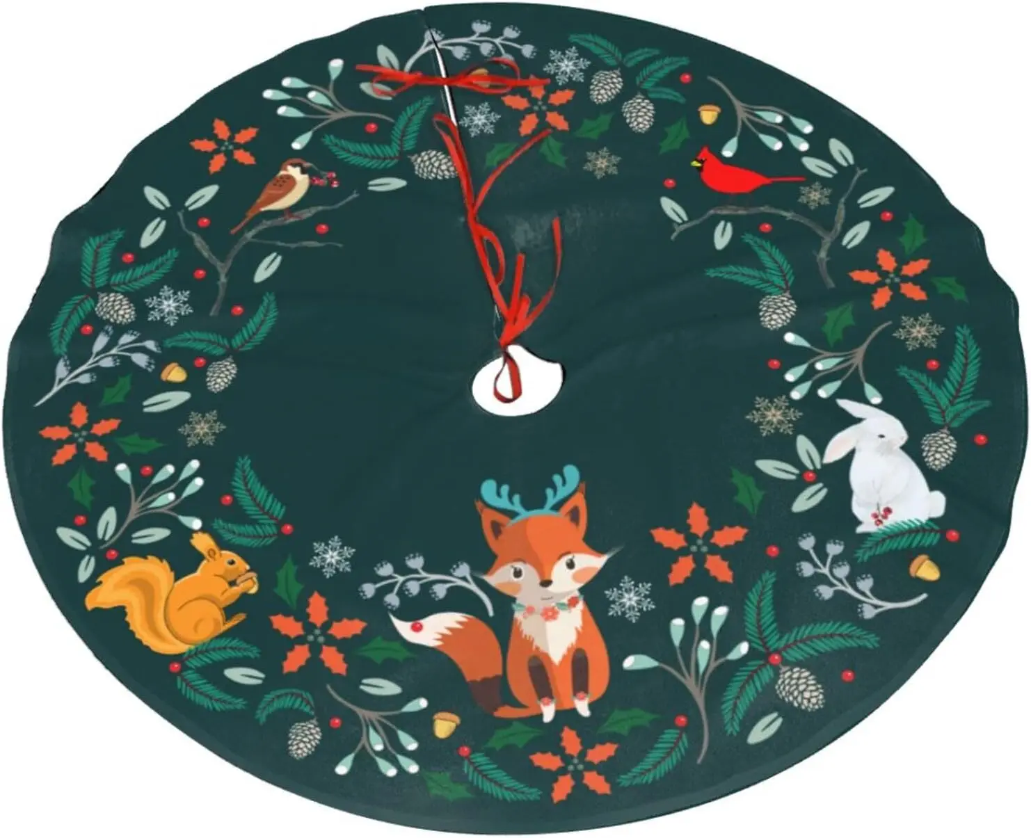 لطيف حيوانات الغابات شجرة عيد الميلاد تنورة الثعلب أرنب الأسقف شجرة الطيور التنانير سانتا حصيرة ل X-Mas شجرة مزرعة الزينة