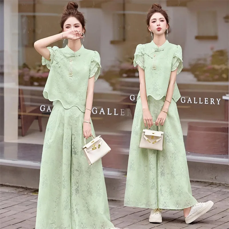 Haut de gamme belle été nouveau Style à la mode minceur et haut élégant tempérament décontracté haut de gamme pantalon deux pièces ensemble à la mode