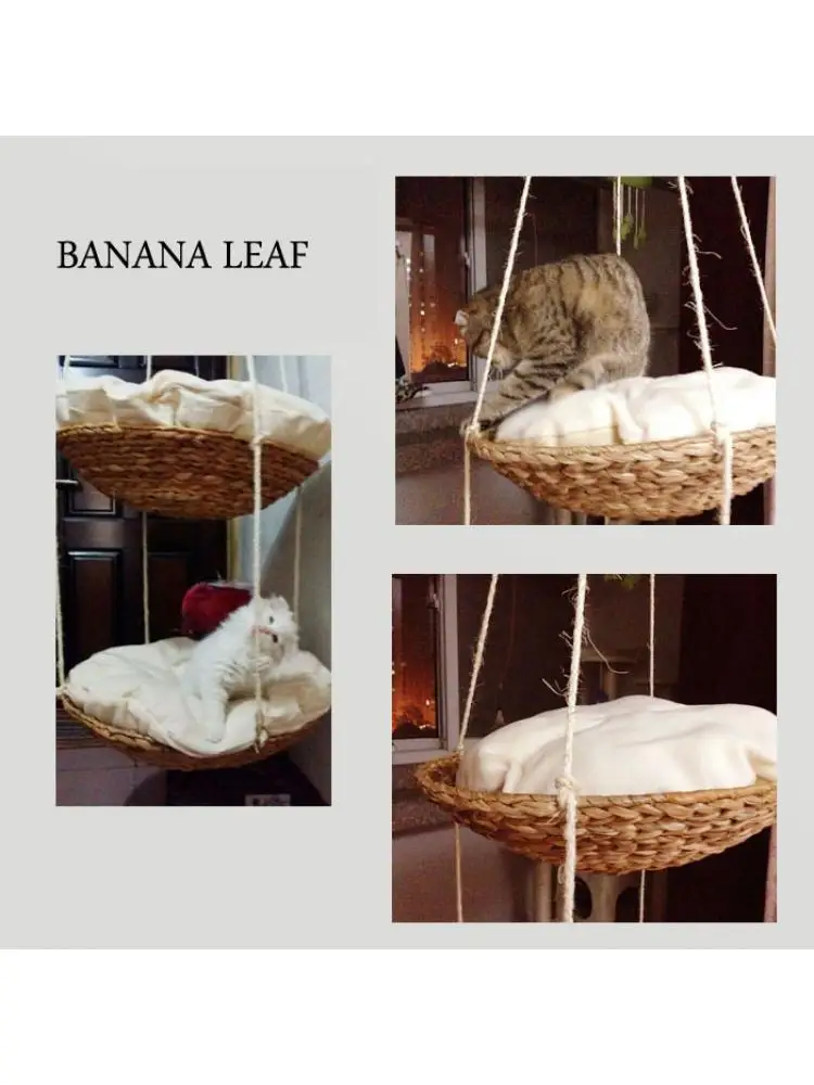 Cat Hammock Removable And Washable Cat Swing Cat Jumping Platform Hand-woven Double-layer Cat Litter