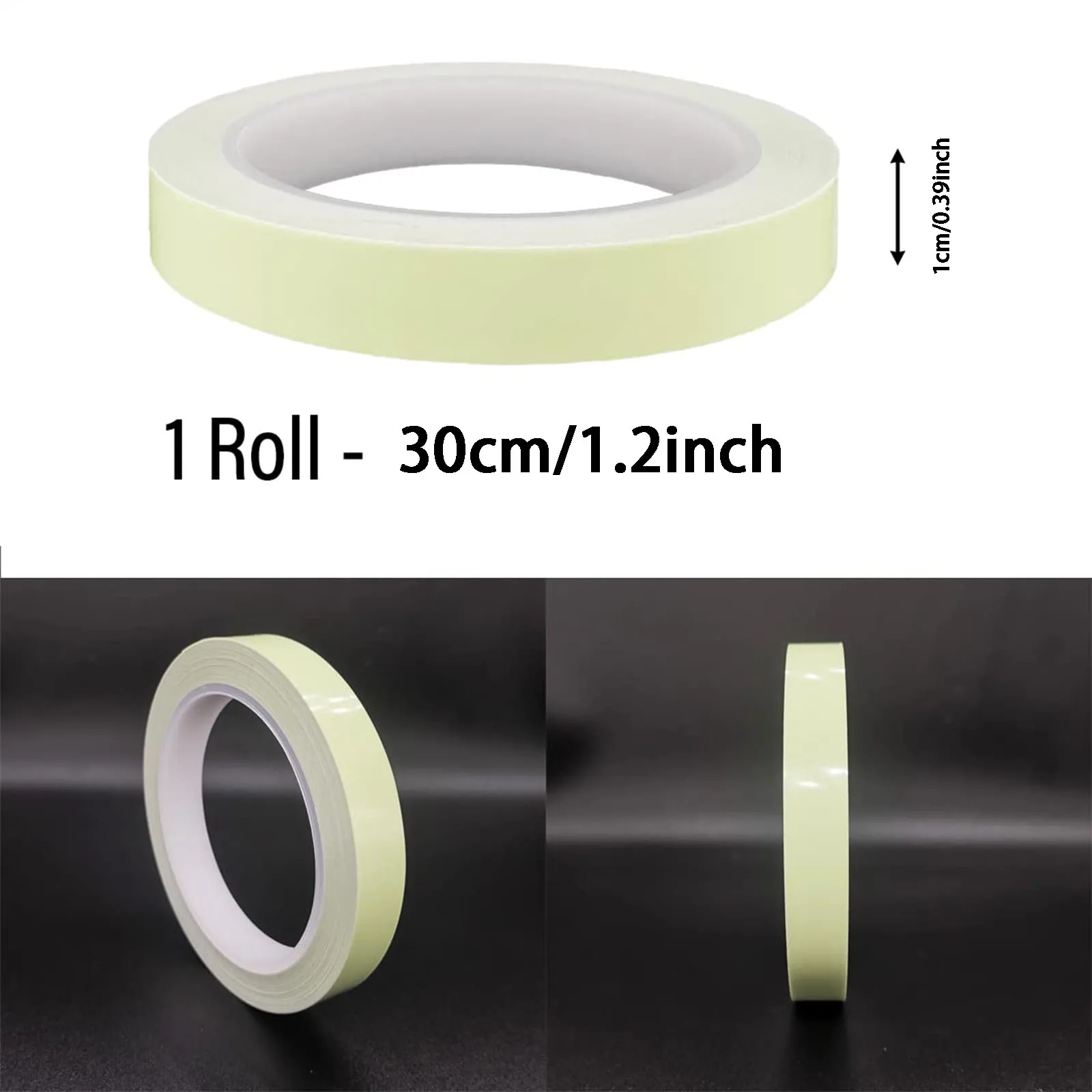 1Roll 3m Glow in The Dark Tape Green High Bright Luminous Tape Sticker Removeble Waterproof and Photoluminescent