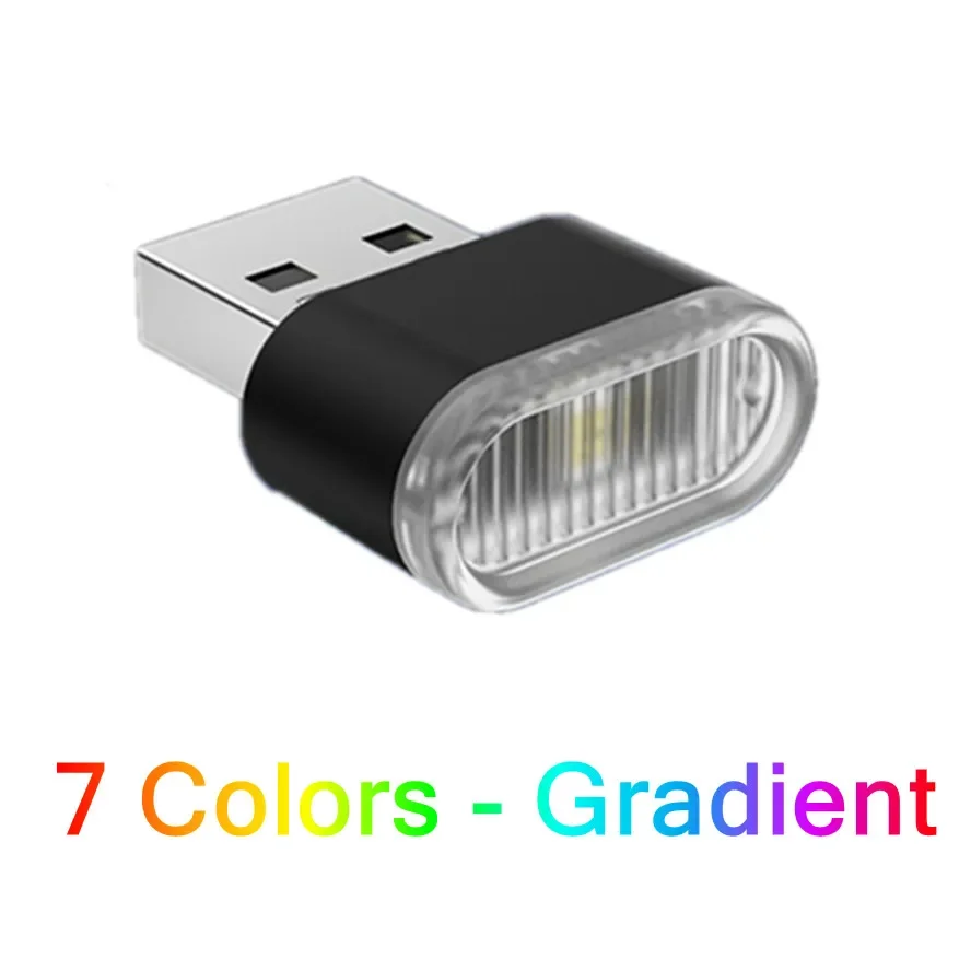 Mini USB Light LED USB Night Light Modeling Car Ambient Light Neon Interior Light Car Jewelry (5 kinds of light colors)