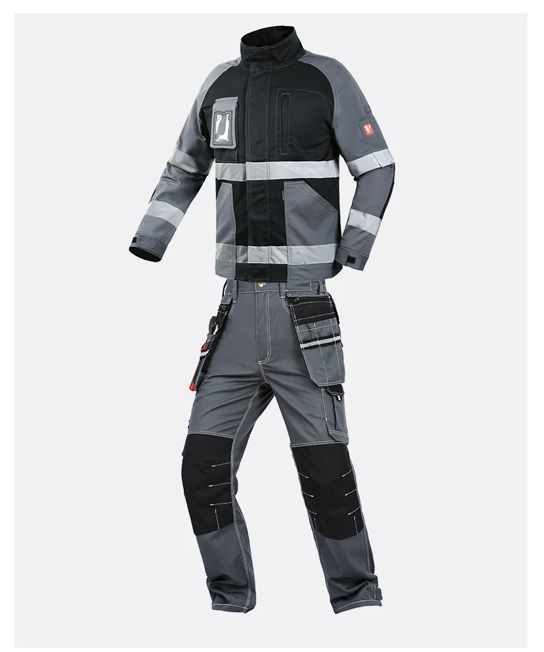 100% Cotton Welding Suit Work Clothes For Men Multi Pocket Hi Vis Reflective Safety Work Clothing Electrical Uniform Repair Suit