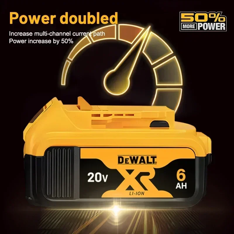 Batería Dewalt 20V 100% genuina, batería de iones de litio recargable de 5AH 6AH, batería de repuesto de herramienta eléctrica Dewalt DCB200