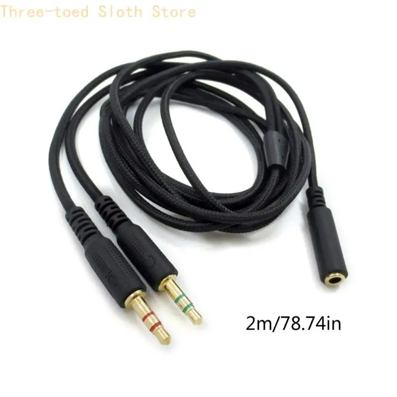 Verbessertes 3,5-mm-Nylonkabel, Buchse auf Stecker, 1 auf 2 Verlängerungskabel für Headset E74A – Detail 6