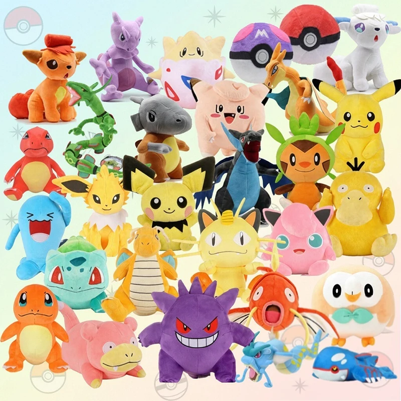 Image of 40 Stile Anime Kawaii Pikachu Plüschpuppen Niedliche Gengar Dragonite Cartoon Piplup Spielzeuge für Kinder Cartoon Weihnachtsgeschenk